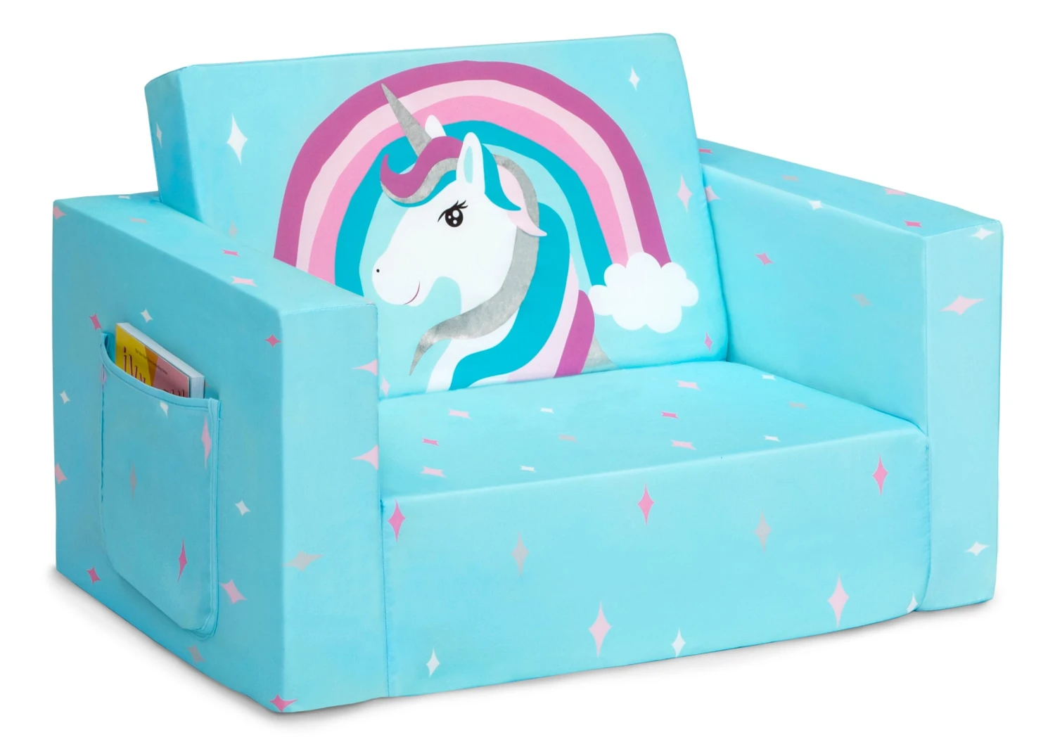 Delta Children Unicorn Cozee Flip Out Chair - 2-in-1 Convertible Chair To Lounger For Kids 4 Delta Children Unicorn Cozee Flip Out Chair - 2-in-1 Convertible Chair To Lounger For Kids - Image 4
