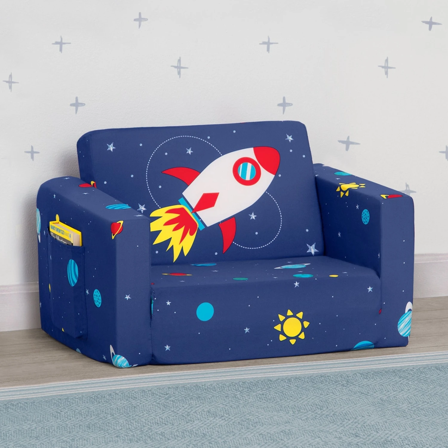 Delta Children Spaceship Cozee Flip Out Chair - 2-in-1 Convertible Chair To Lounger For Kids 10 Delta Children Spaceship Cozee Flip Out Chair - 2-in-1 Convertible Chair To Lounger For Kids - Image 10
