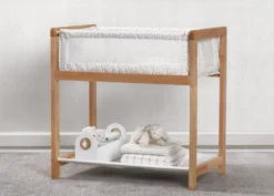 Delta Children Classic Wood Bedside Bassinet Sleeper - Portable Crib With High-End Wood Frame -Delta Children Sales Store 25503 2129 ClassicWoodBassinet PaintDabs Lifestyle 01 scaled