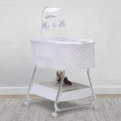 Nod Bassinet - Smart Sleeper Compatible With Amazon Alexa, Google Assistant And Delta Children Connect App -Delta Children Sales Store 37232 100 NodSmartSleeperWifi White