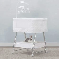 Nod Bassinet - Smart Sleeper Compatible With Amazon Alexa, Google Assistant And Delta Children Connect App -Delta Children Sales Store 37232 100 NodSmartSleeperWifi White Lifestyle 101