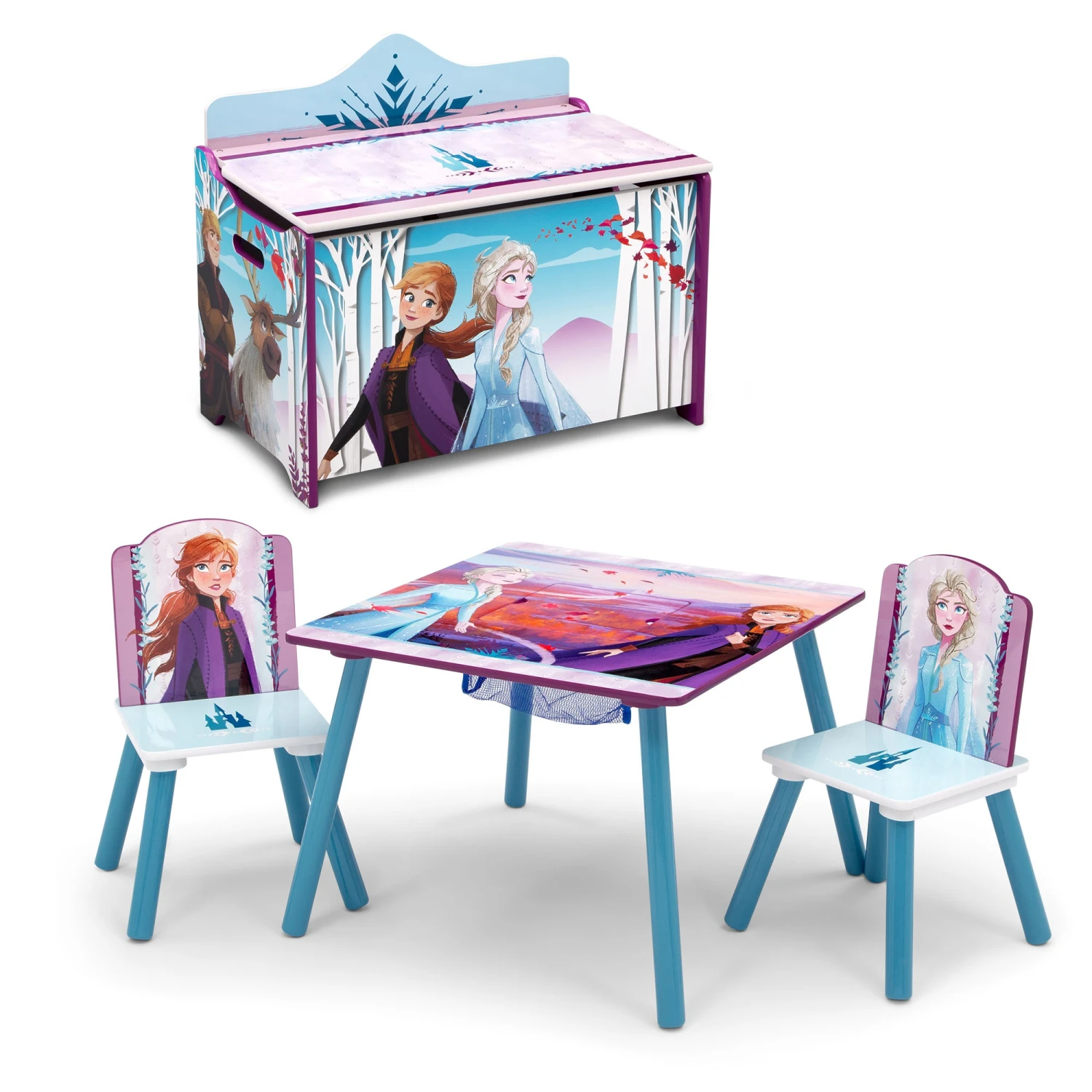 Delta Children Frozen 4-Piece Playroom Set - Includes Table With 2 Chairs And Deluxe Toy Box 1 Delta Children Frozen 4-Piece Playroom Set - Includes Table With 2 Chairs And Deluxe Toy Box