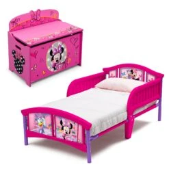 Delta Children Disney Minnie Mouse 2-Piece Toddler Bedroom Set - Includes Toddler Bed And Deluxe Toy Box
