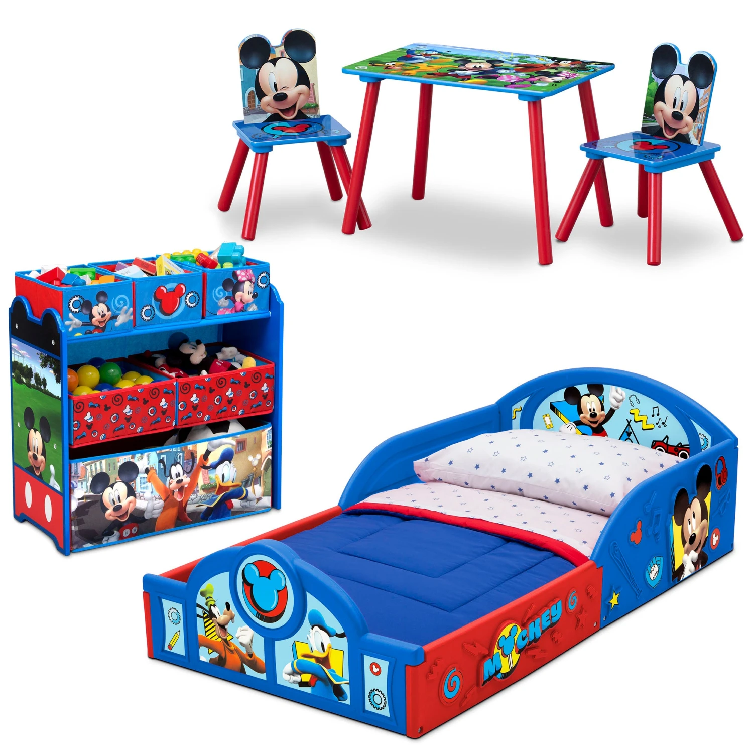 Delta Children Disney Mickey Mouse 5-Piece Toddler Bedroom Set - Includes Toddler Sleep And Play Bed, Table With 2 Chairs And 6 Bin Design And Store Toy Organizer 1 Delta Children Disney Mickey Mouse 5-Piece Toddler Bedroom Set - Includes Toddler Sleep And Play Bed, Table With 2 Chairs And 6 Bin Design And Store Toy Organizer