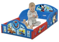 Delta Children Mickey Mouse Plastic Sleep And Play Toddler Bed 8 Delta Children Mickey Mouse Plastic Sleep And Play Toddler Bed -Delta Children Sales Store BB81443MM Mickey plastic floor bed left model scaled