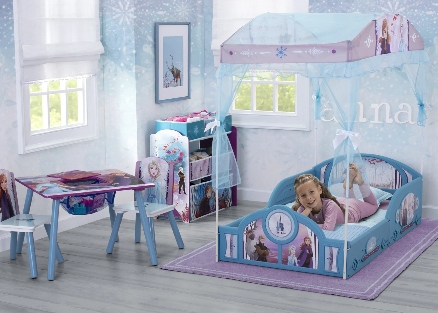 Disney Frozen II Plastic Sleep And Play Toddler Bed With Canopy By Delta Children 2 Disney Frozen II Plastic Sleep And Play Toddler Bed With Canopy By Delta Children - Image 2