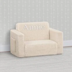 Delta Children Personalized Cozee Flip-Out Sherpa 2-in-1 Convertible Chair To Lounger For Kids 34 Delta Children Personalized Cozee Flip-Out Sherpa 2-in-1 Convertible Chair To Lounger For Kids -Delta Children Sales Store EM208223 5030 Cozee Flip Out Chair Sherpa Cream Embroidered Lifestyle 103
