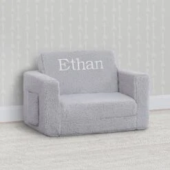 Delta Children Personalized Cozee Flip-Out Sherpa 2-in-1 Convertible Chair To Lounger For Kids 35 Delta Children Personalized Cozee Flip-Out Sherpa 2-in-1 Convertible Chair To Lounger For Kids -Delta Children Sales Store EM208223 5031 Cozee Flip Out Chair Sherpa Grey Embroidered Lifestyle 103