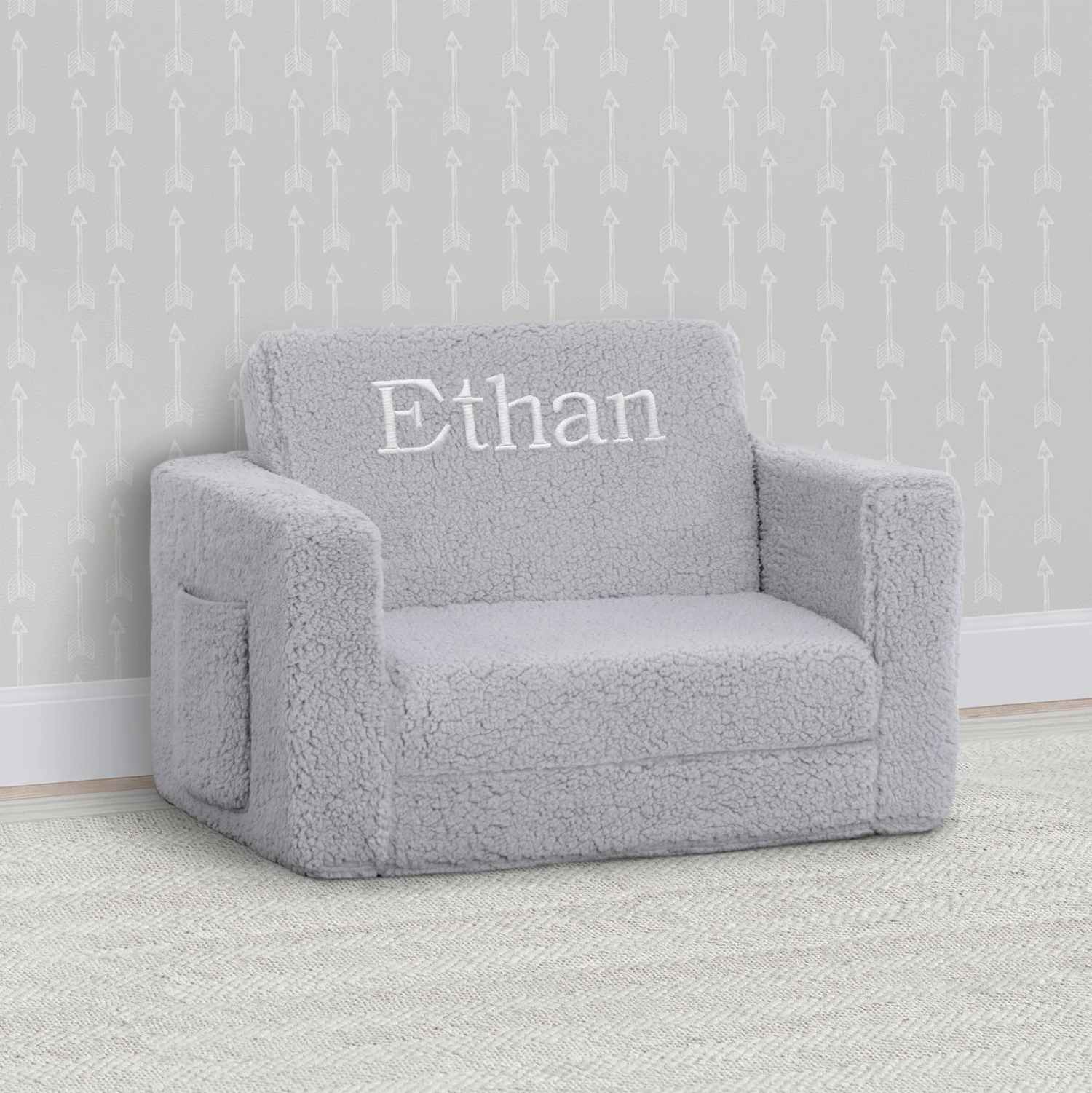 Delta Children Personalized Cozee Flip-Out Sherpa 2-in-1 Convertible Chair To Lounger For Kids 18 Delta Children Personalized Cozee Flip-Out Sherpa 2-in-1 Convertible Chair To Lounger For Kids - Image 18