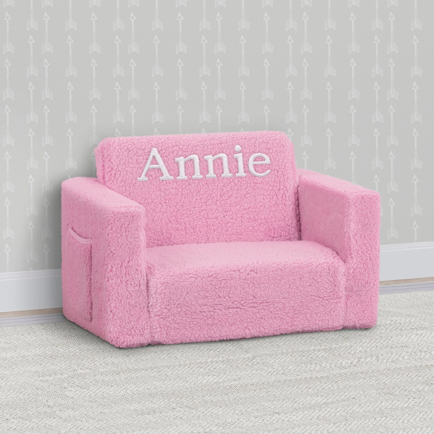 Delta Children Personalized Cozee Flip-Out Sherpa 2-in-1 Convertible Chair To Lounger For Kids 16 Delta Children Personalized Cozee Flip-Out Sherpa 2-in-1 Convertible Chair To Lounger For Kids - Image 16