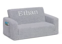 Delta Children Personalized Cozee Flip-Out Sherpa 2-in-1 Convertible Sofa To Lounger For Kids 30 Delta Children Personalized Cozee Flip-Out Sherpa 2-in-1 Convertible Sofa To Lounger For Kids -Delta Children Sales Store EM208223W 5031 Cozee Flip Out Sofa Sherpa Grey Silo 08