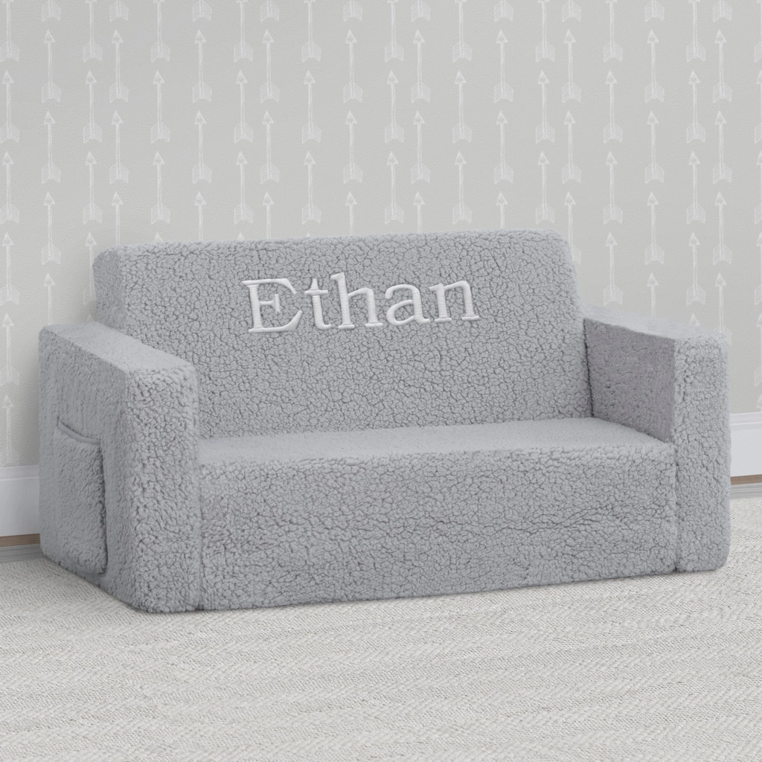 Delta Children Personalized Cozee Flip-Out Sherpa 2-in-1 Convertible Sofa To Lounger For Kids 7 Delta Children Personalized Cozee Flip-Out Sherpa 2-in-1 Convertible Sofa To Lounger For Kids - Image 7