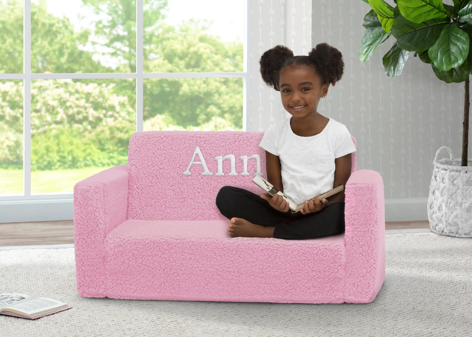 Delta Children Personalized Cozee Flip-Out Sherpa 2-in-1 Convertible Sofa To Lounger For Kids 1 Delta Children Personalized Cozee Flip-Out Sherpa 2-in-1 Convertible Sofa To Lounger For Kids
