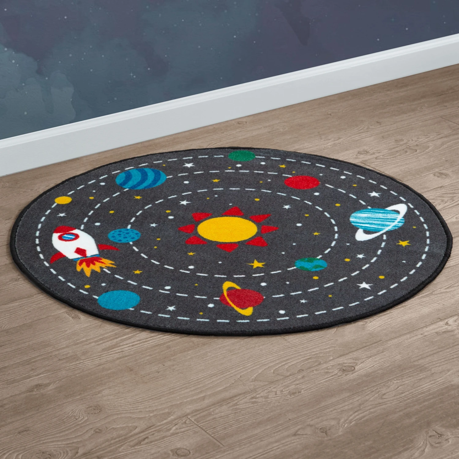 Delta Children Outer Space Round Area Rug For Kids, 39-Inch 5 Delta Children Outer Space Round Area Rug For Kids, 39-Inch - Image 5