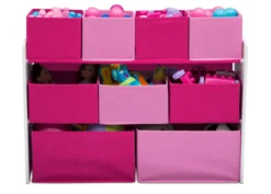 Delta Children Deluxe Multi-Bin Toy Organizer With Storage Bins 26 Delta Children Deluxe Multi-Bin Toy Organizer With Storage Bins -Delta Children Sales Store TB83413GN pink white generic xtra wide multibin front props hi res scaled