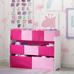 Delta Children Deluxe Multi-Bin Toy Organizer With Storage Bins 36 Delta Children Deluxe Multi-Bin Toy Organizer With Storage Bins -Delta Children Sales Store TB83413GN pink white generic xtra wide multibin hangtag hi res