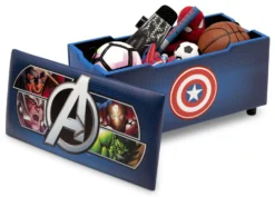 Delta Children Avengers Upholstered Storage Bench For Kids 9 Delta Children Avengers Upholstered Storage Bench For Kids -Delta Children Sales Store TB83434AV avengers upholstered toybox right propped hi res scaled