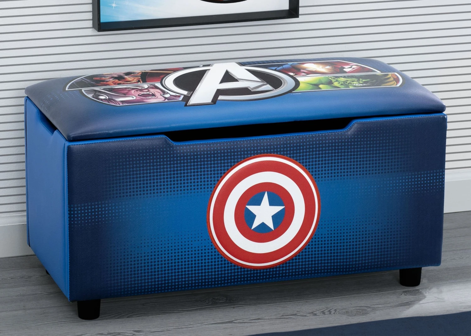 Delta Children Avengers Upholstered Storage Bench For Kids 2 Delta Children Avengers Upholstered Storage Bench For Kids - Image 2