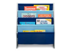 Delta Children Sling Book Rack Bookshelf For Kids 24 Delta Children Sling Book Rack Bookshelf For Kids -Delta Children Sales Store TB84414GN book rack grey blue front props hi res scaled