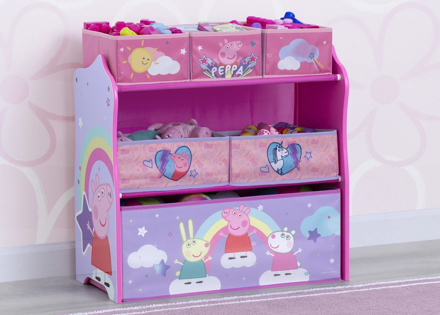 Delta Children Peppa Pig 6 Bin Design And Store Toy Organizer 2 Delta Children Peppa Pig 6 Bin Design And Store Toy Organizer - Image 2