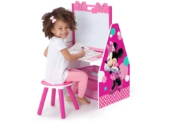 Delta Children Minnie Mouse Deluxe Kids Art Table - Easel, Desk, Stool, Toy Organizer -Delta Children Sales Store TE87519MN minnie activity center desk model hi res b2bdd564 ce5a 44cb 9f47 50479dd5c5d9 scaled