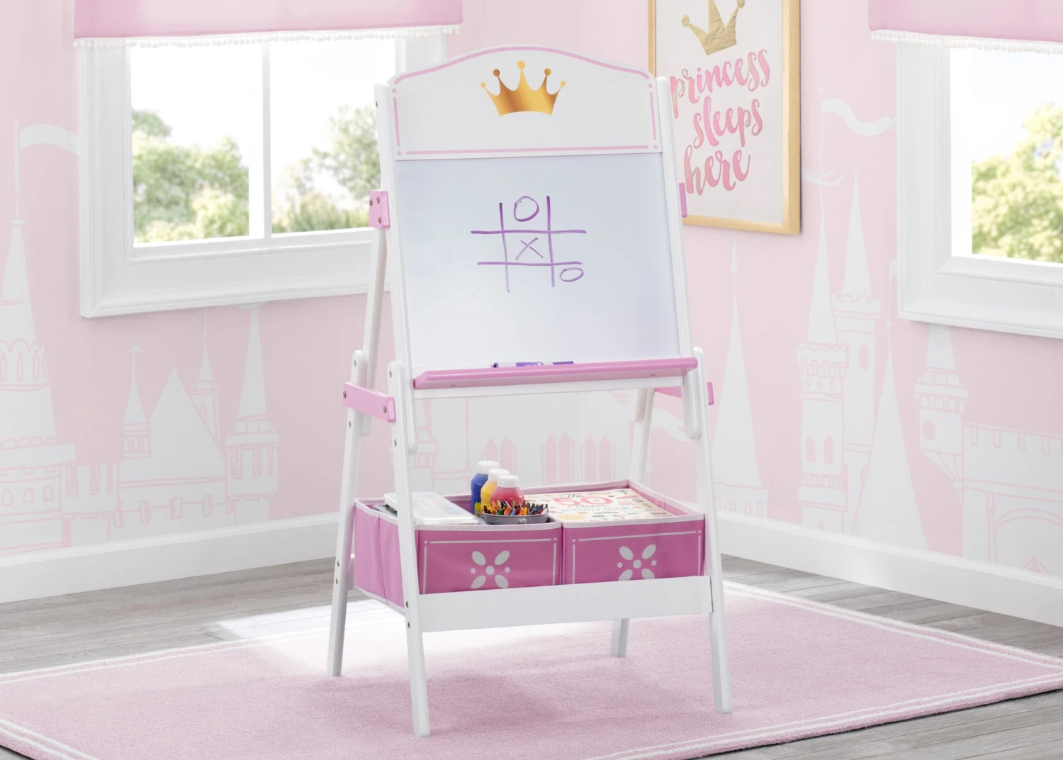 Delta Children Princess Crown Wooden Activity Easel With Storage 1 Delta Children Princess Crown Wooden Activity Easel With Storage