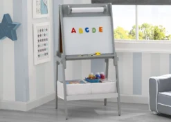 Delta Children Chelsea Double-Sided Storage Easel With Paper Roll And Magnets | Dry Erase Surface & Chalkboard Surface