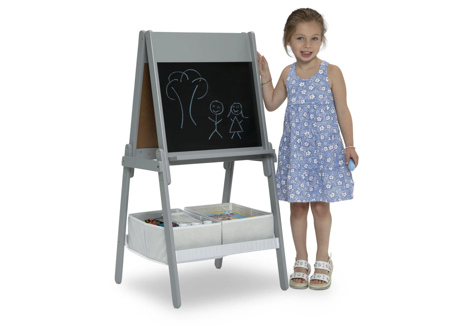 Delta Children Chelsea Double-Sided Storage Easel With Paper Roll And Magnets | Dry Erase Surface & Chalkboard Surface 5 Delta Children Chelsea Double-Sided Storage Easel With Paper Roll And Magnets | Dry Erase Surface & Chalkboard Surface - Image 5