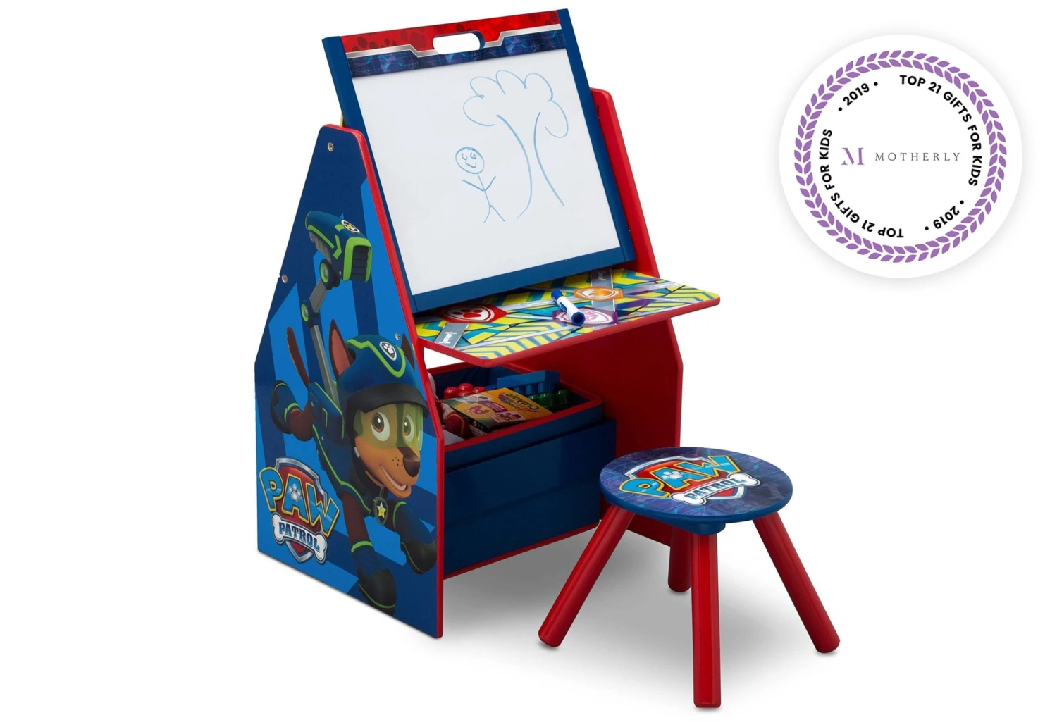 Delta Children PAW Patrol Deluxe Kids Art Table - Easel, Desk, Stool, Toy Organizer 3 Delta Children PAW Patrol Deluxe Kids Art Table - Easel, Desk, Stool, Toy Organizer - Image 3