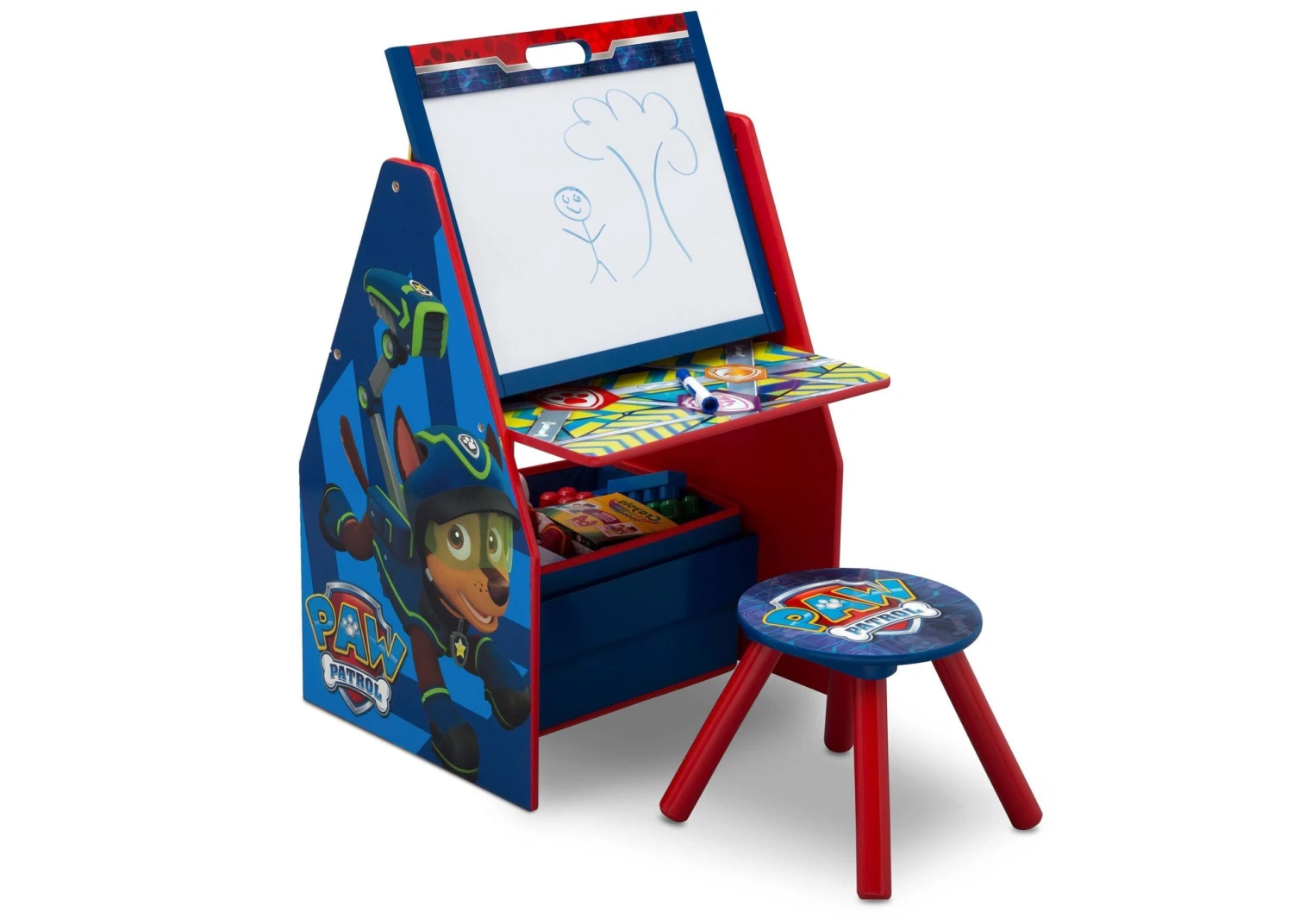 Delta Children PAW Patrol Deluxe Kids Art Table - Easel, Desk, Stool, Toy Organizer 5 Delta Children PAW Patrol Deluxe Kids Art Table - Easel, Desk, Stool, Toy Organizer - Image 5