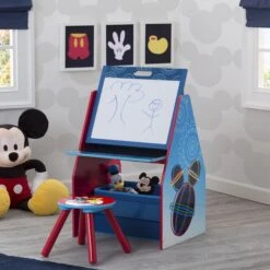Delta Children Mickey Mouse Activity Center - Easel Desk With Stool & Toy Organizer