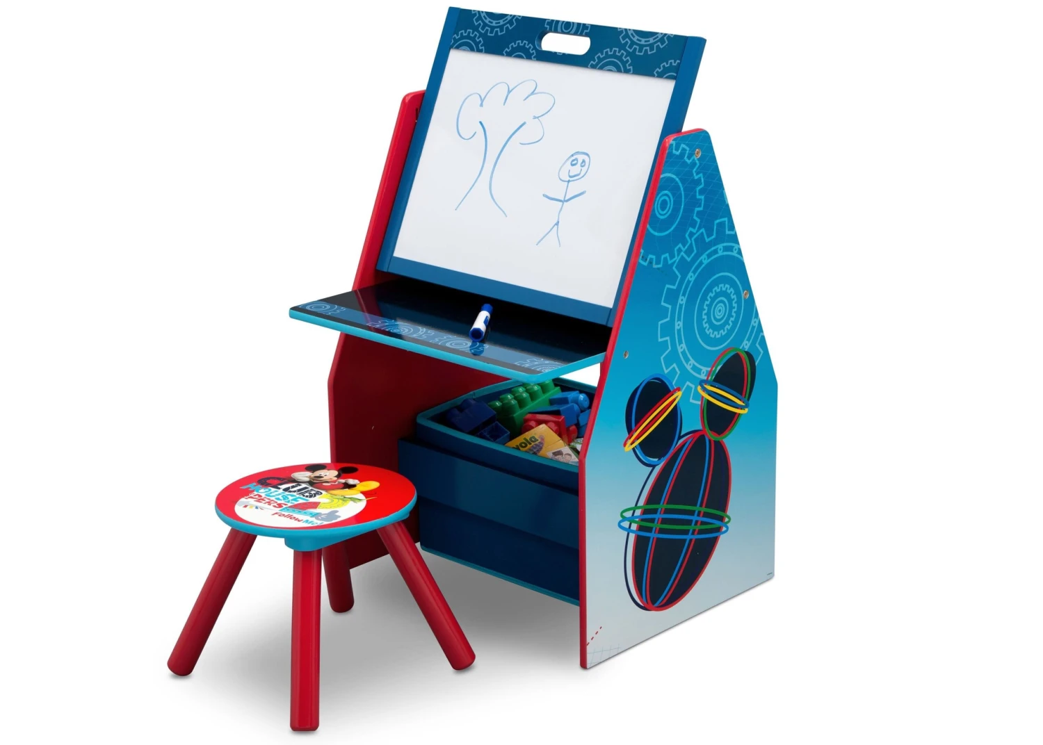 Delta Children Mickey Mouse Activity Center - Easel Desk With Stool & Toy Organizer 8 Delta Children Mickey Mouse Activity Center - Easel Desk With Stool & Toy Organizer - Image 8