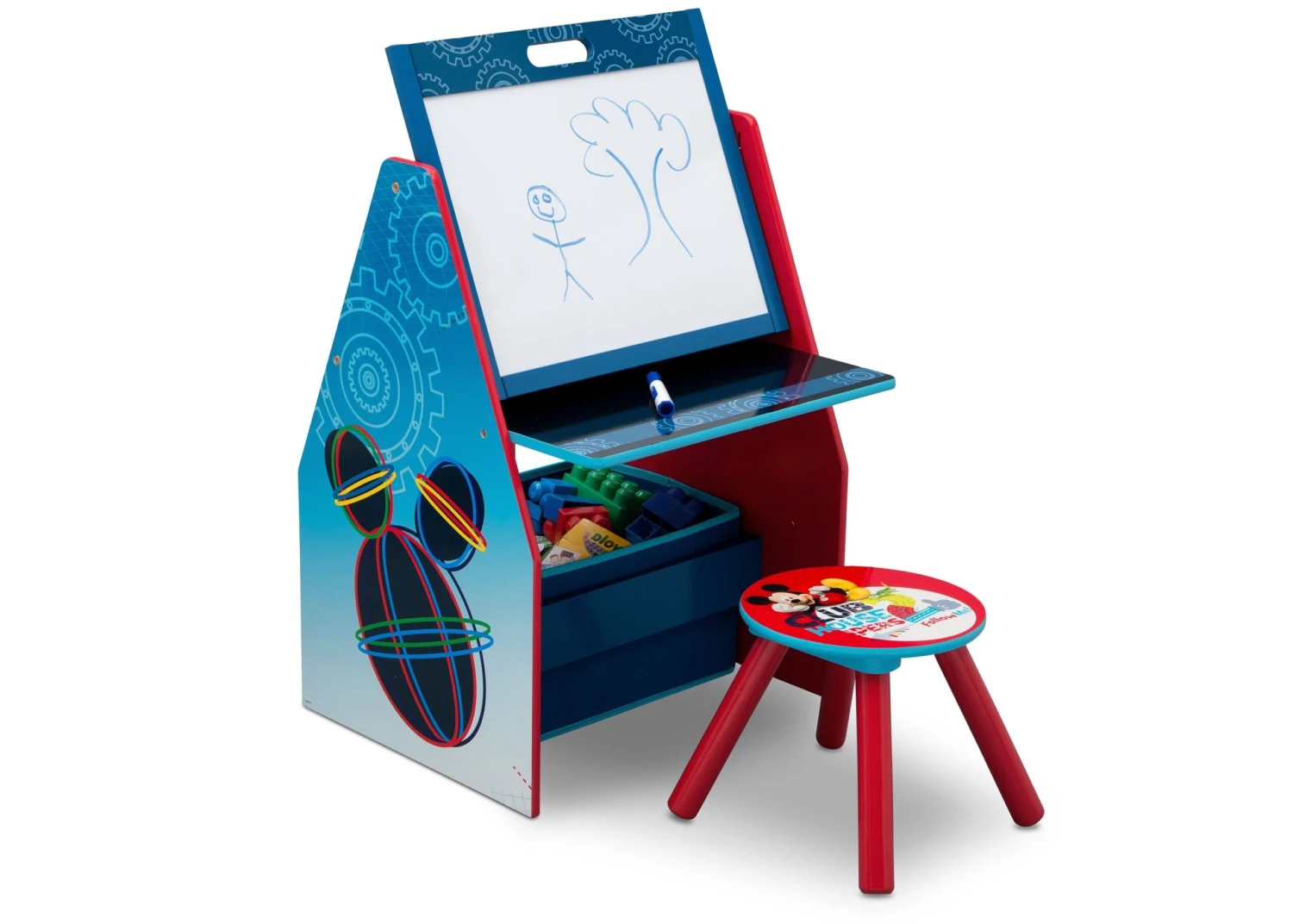 Delta Children Mickey Mouse Activity Center - Easel Desk With Stool & Toy Organizer 7 Delta Children Mickey Mouse Activity Center - Easel Desk With Stool & Toy Organizer - Image 7