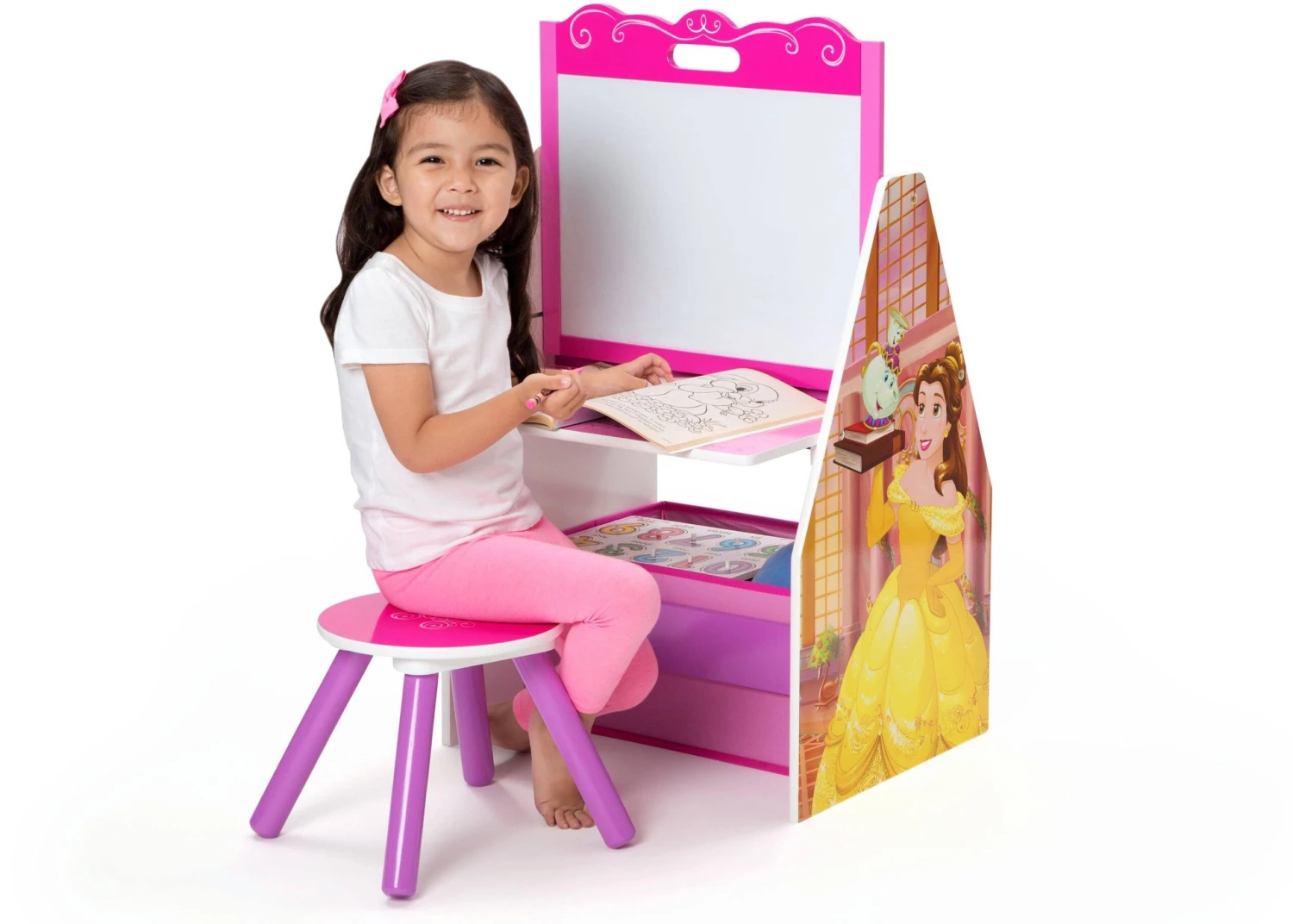 Delta Children Princess Activity Center - Easel Desk With Stool & Toy Organizer 2 Delta Children Princess Activity Center - Easel Desk With Stool & Toy Organizer - Image 2