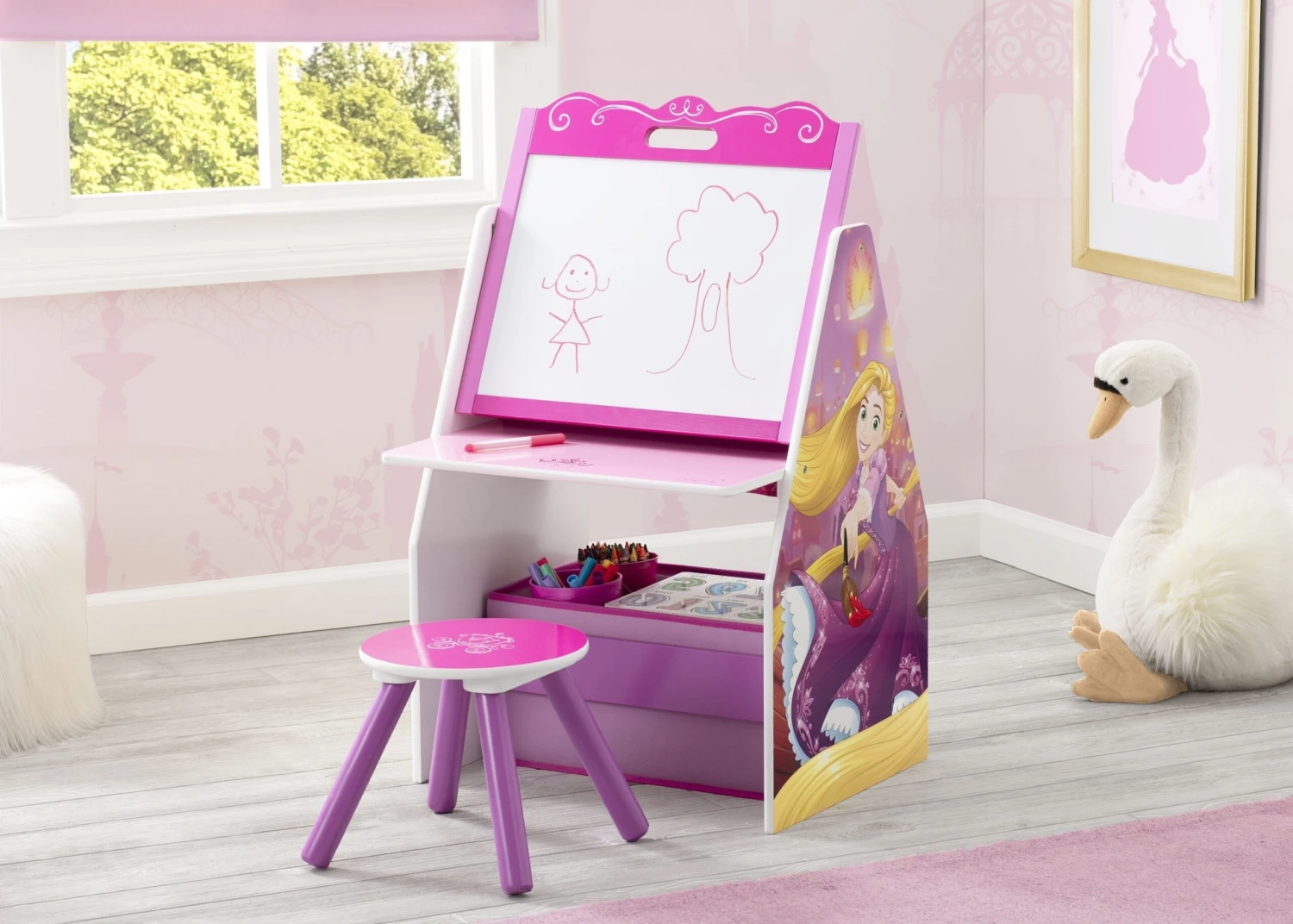 Delta Children Princess Activity Center - Easel Desk With Stool & Toy Organizer 1 Delta Children Princess Activity Center - Easel Desk With Stool & Toy Organizer