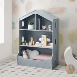Delta Children Playhouse Bookcase With Toy Storage 19 Delta Children Playhouse Bookcase With Toy Storage -Delta Children Sales Store W100180 026 House Bookcase Grey Lifestyle 103