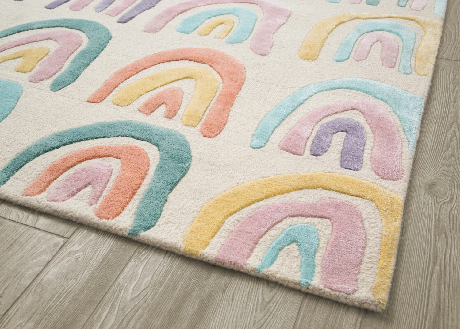 Delta Children Over The Rainbow Hand-Tufted Wool Blend Area Rug 5x8 2 Delta Children Over The Rainbow Hand-Tufted Wool Blend Area Rug 5x8 - Image 2