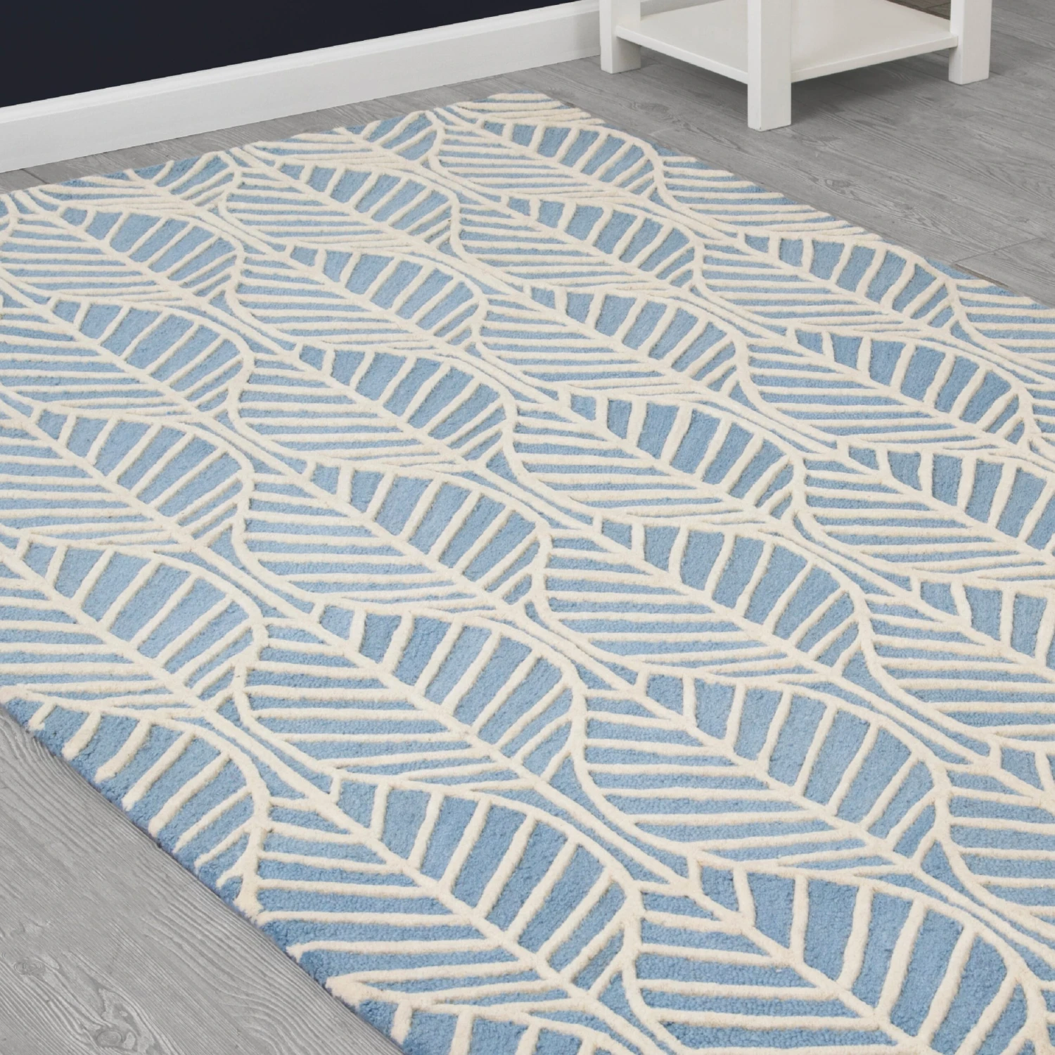 Delta Children Blue Palm Hand-Tufted 100% Wool Area Rug 5x8 5 Delta Children Blue Palm Hand-Tufted 100% Wool Area Rug 5x8 - Image 5