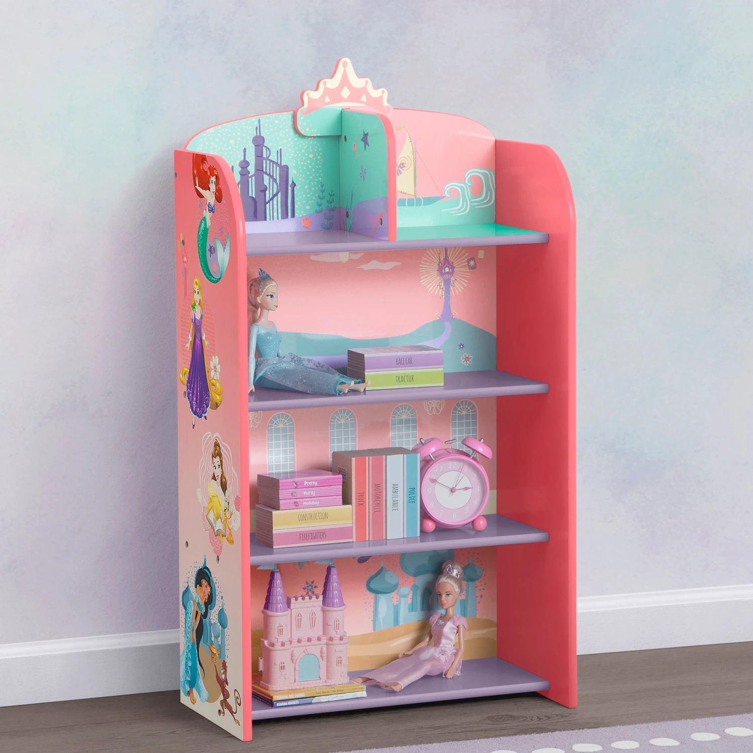 Delta Children Disney Princess Wooden Playhouse 4-Shelf Bookcase 5 Delta Children Disney Princess Wooden Playhouse 4-Shelf Bookcase - Image 5