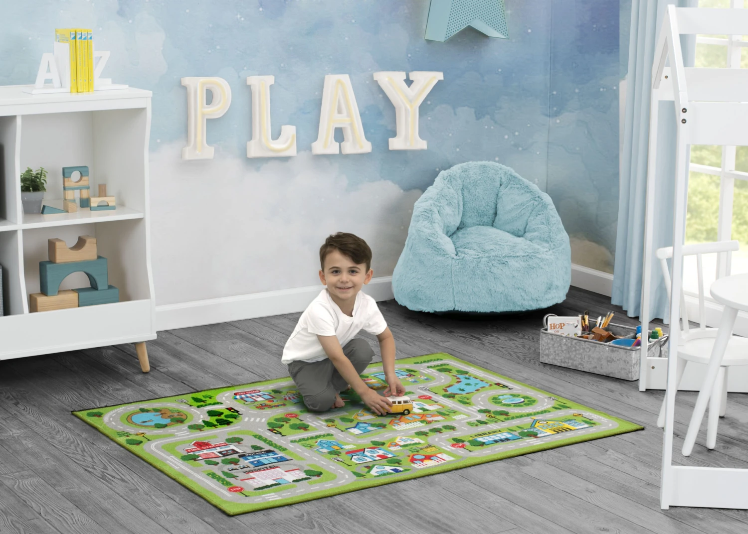 Delta Children Large Road Map Activity Rug For Girls And Boys - 54-inch L X 39-inch W 6 Delta Children Large Road Map Activity Rug For Girls And Boys - 54-inch L X 39-inch W - Image 6