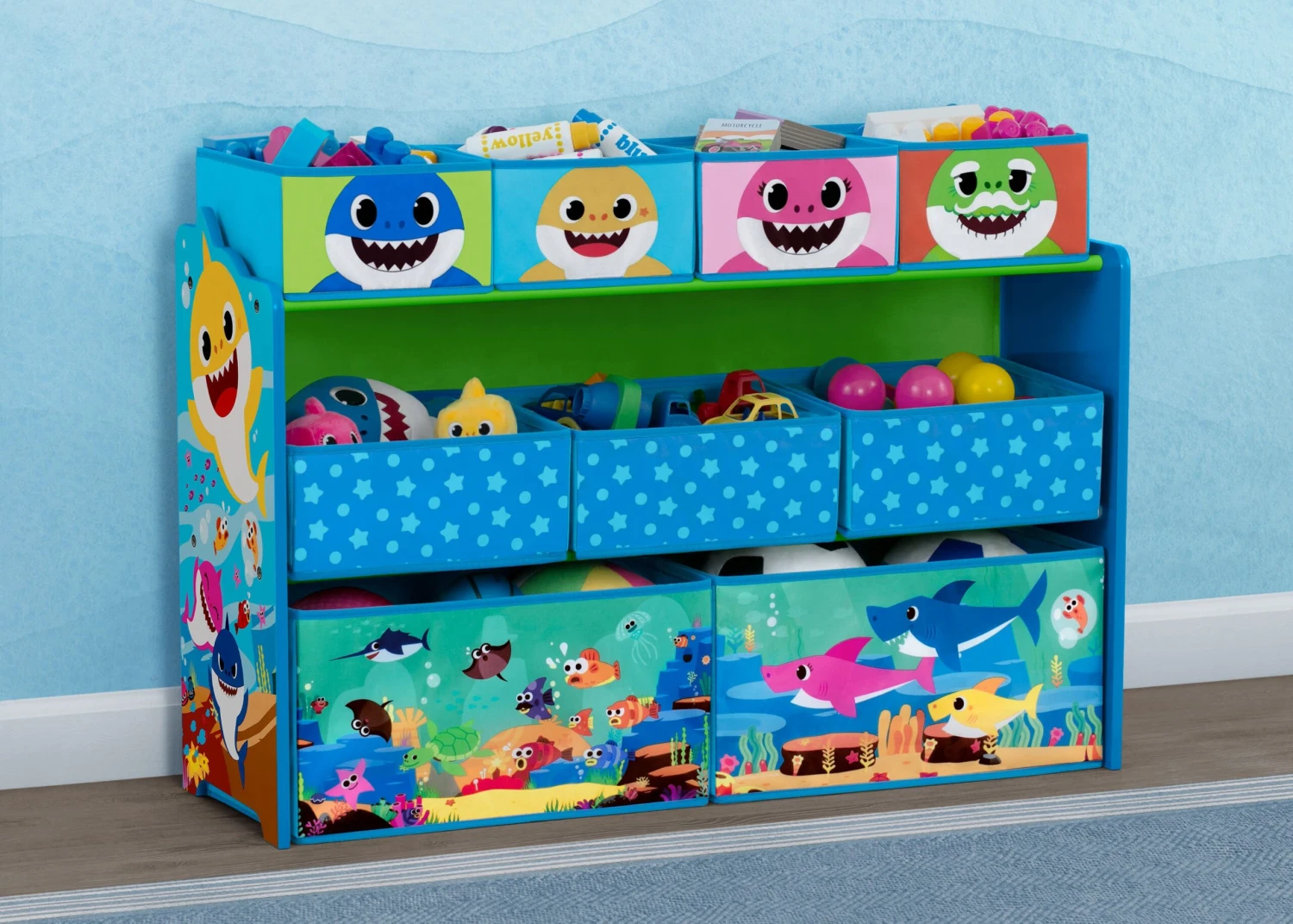 Delta Children Baby Shark Deluxe 9 Bin Design And Store Toy Organizer 1 Delta Children Baby Shark Deluxe 9 Bin Design And Store Toy Organizer