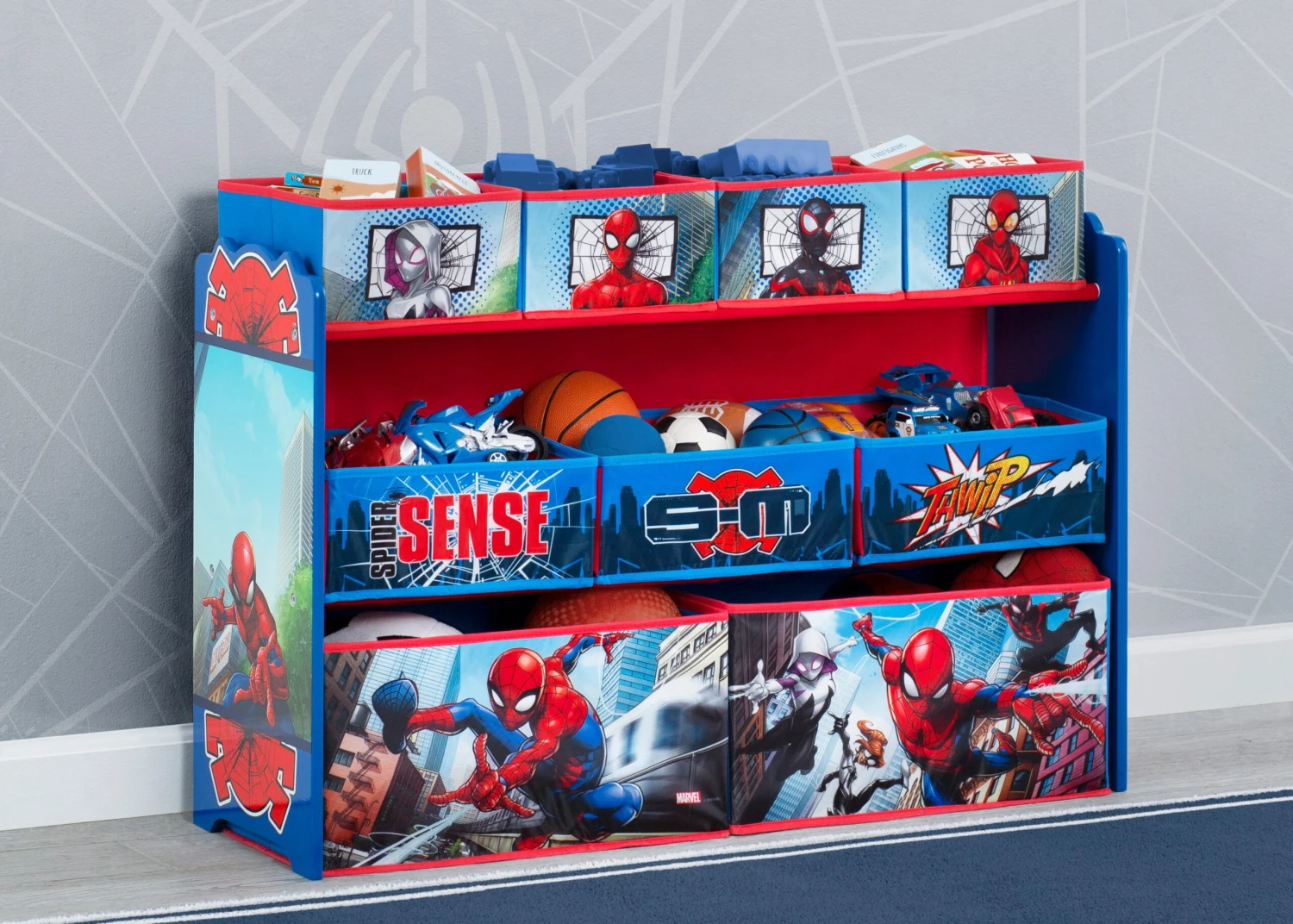 Delta Children Spider-Man Deluxe 9 Bin Design And Store Toy Organizer 1 Delta Children Spider-Man Deluxe 9 Bin Design And Store Toy Organizer