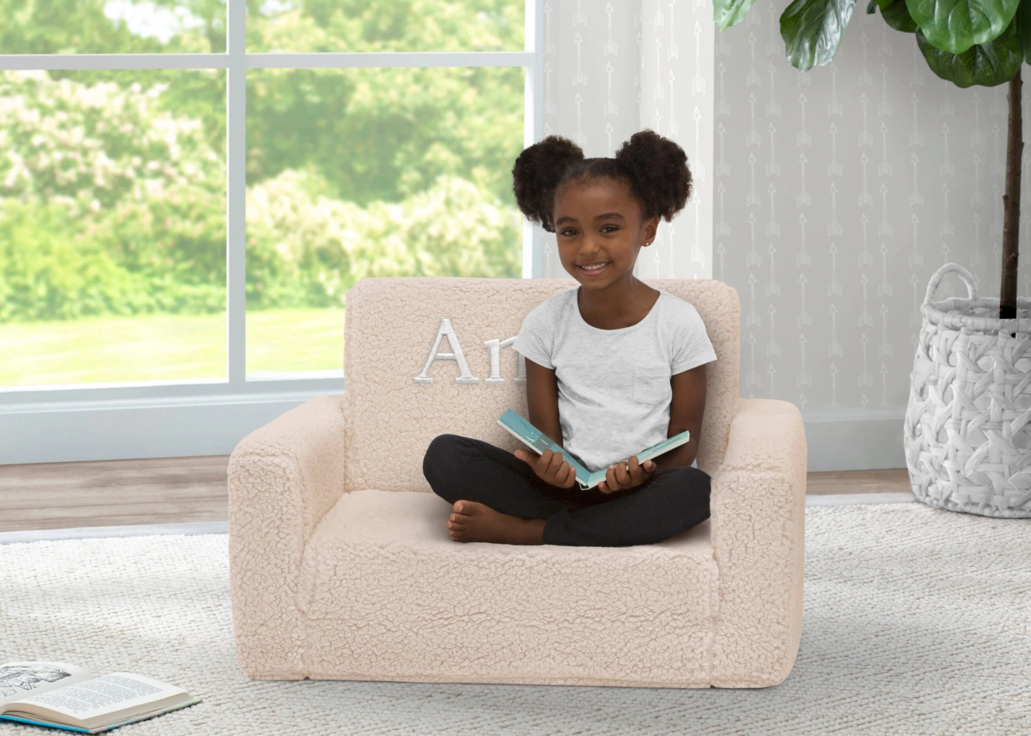 Delta Children Personalized Cozee Flip-Out Sherpa 2-in-1 Convertible Chair To Lounger For Kids 6 Delta Children Personalized Cozee Flip-Out Sherpa 2-in-1 Convertible Chair To Lounger For Kids - Image 6