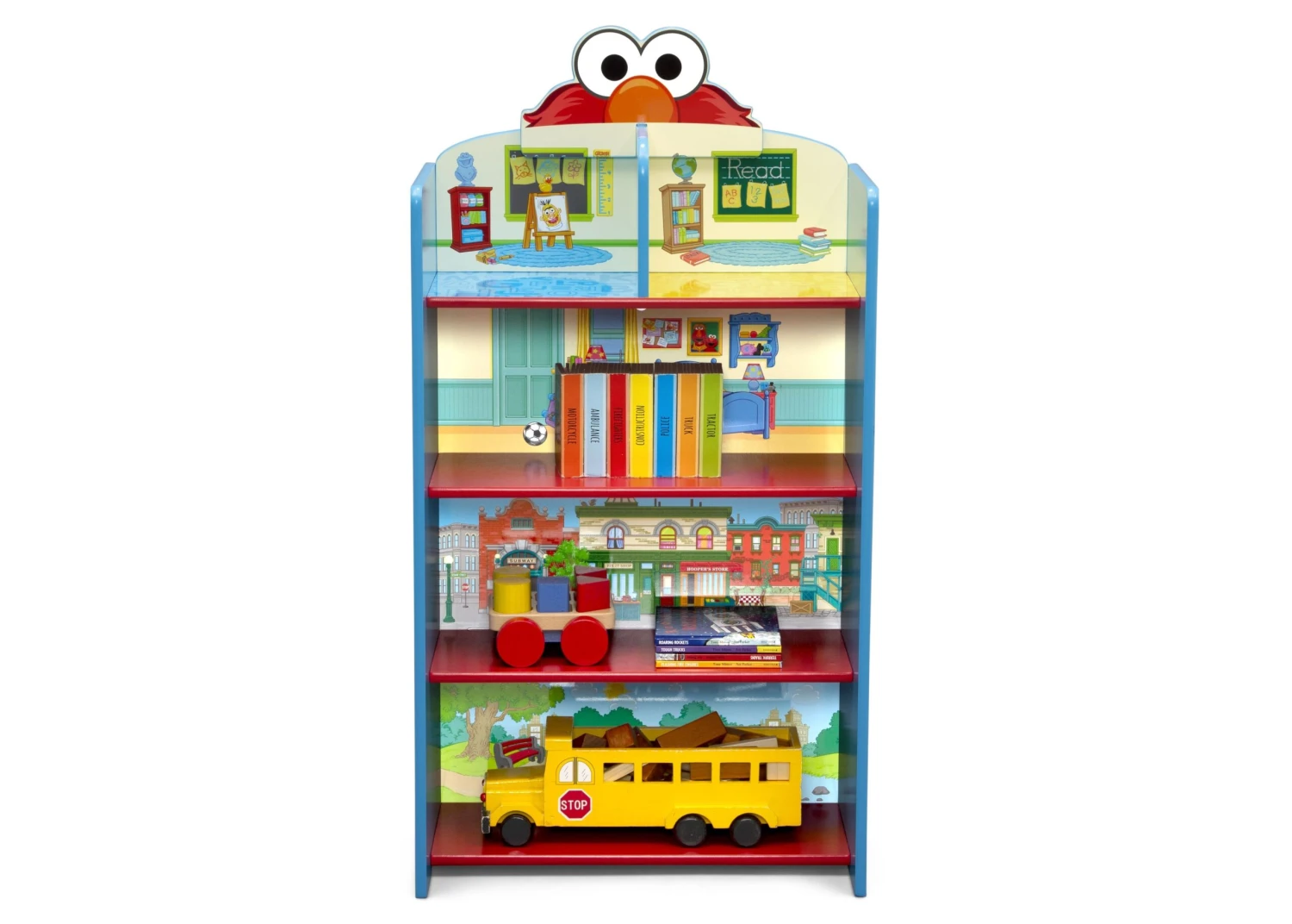 Delta Children Sesame Street Wooden Playhouse 4-Shelf Bookcase 2 Delta Children Sesame Street Wooden Playhouse 4-Shelf Bookcase - Image 2