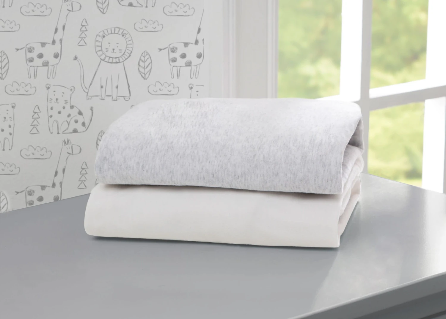 Delta Children Fitted Crib Sheets - 2 Pack, White & Heather Grey 1 Delta Children Fitted Crib Sheets - 2 Pack, White & Heather Grey
