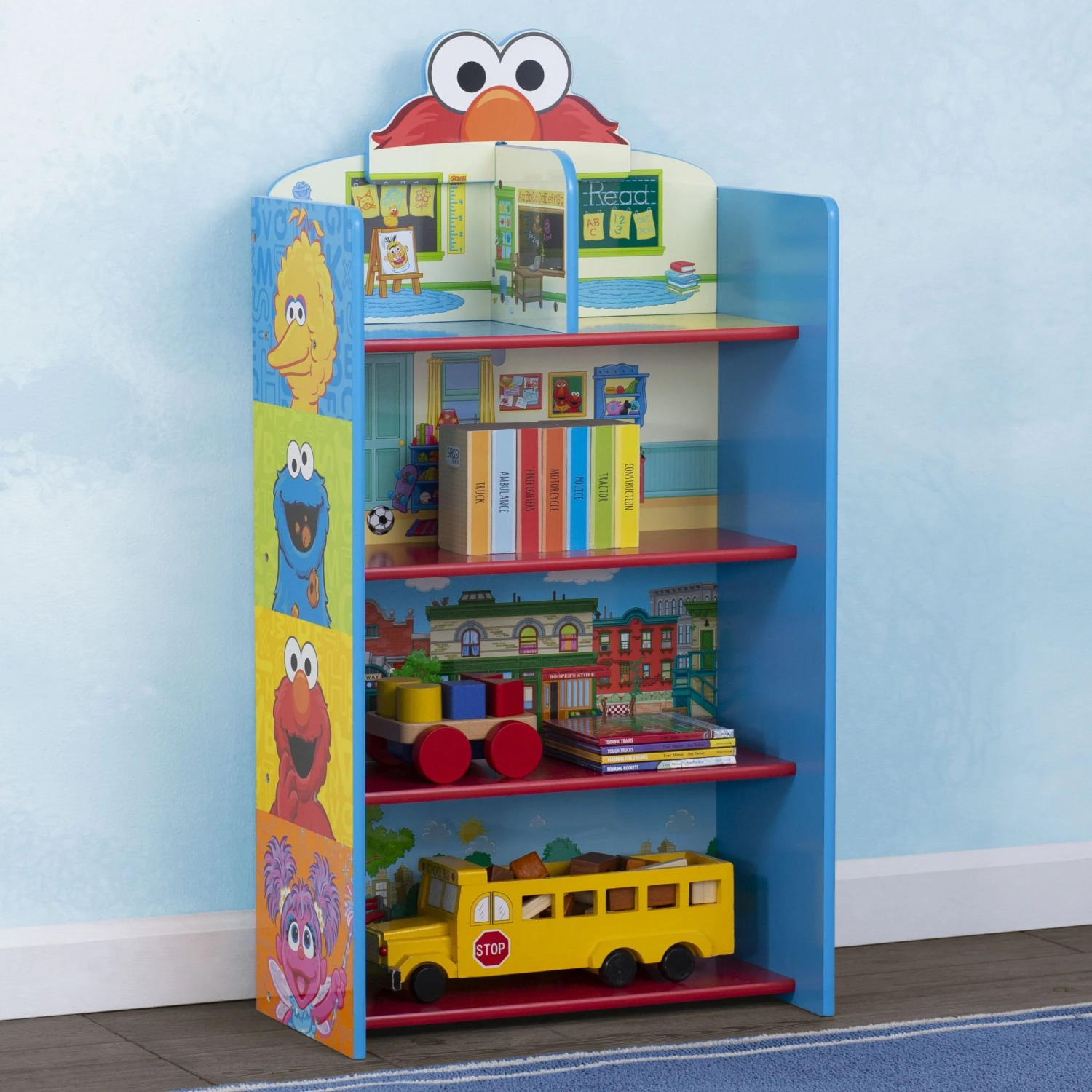 Delta Children Sesame Street Wooden Playhouse 4-Shelf Bookcase 5 Delta Children Sesame Street Wooden Playhouse 4-Shelf Bookcase - Image 5