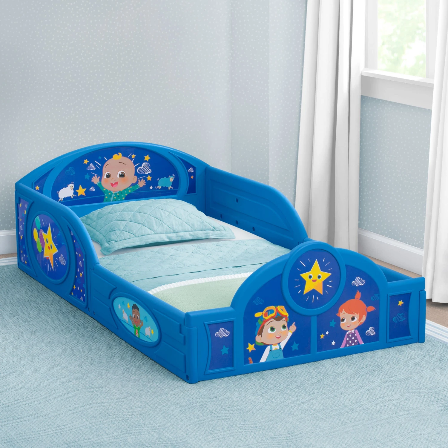 Delta Children CoComelon Sleep And Play Toddler Bed With Built-In Guardrails 4 Delta Children CoComelon Sleep And Play Toddler Bed With Built-In Guardrails - Image 4