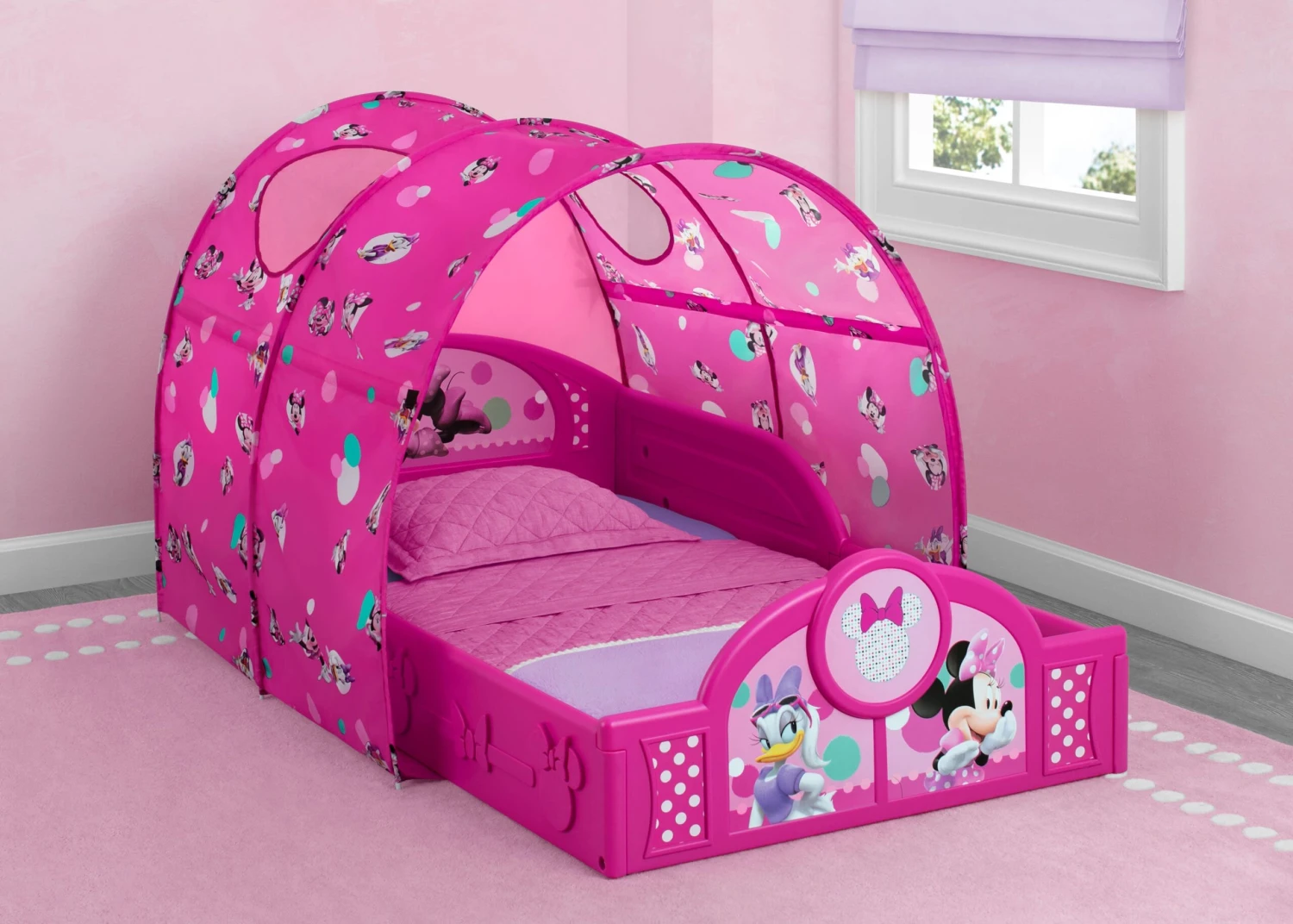 Delta Children Minnie Mouse Plastic Sleep And Play Toddler Bed With Canopy 1 Delta Children Minnie Mouse Plastic Sleep And Play Toddler Bed With Canopy
