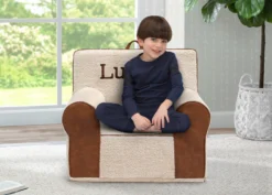 Delta Children Personalized Deluxe Cozee Sherpa And Faux Leather Chair For Kids