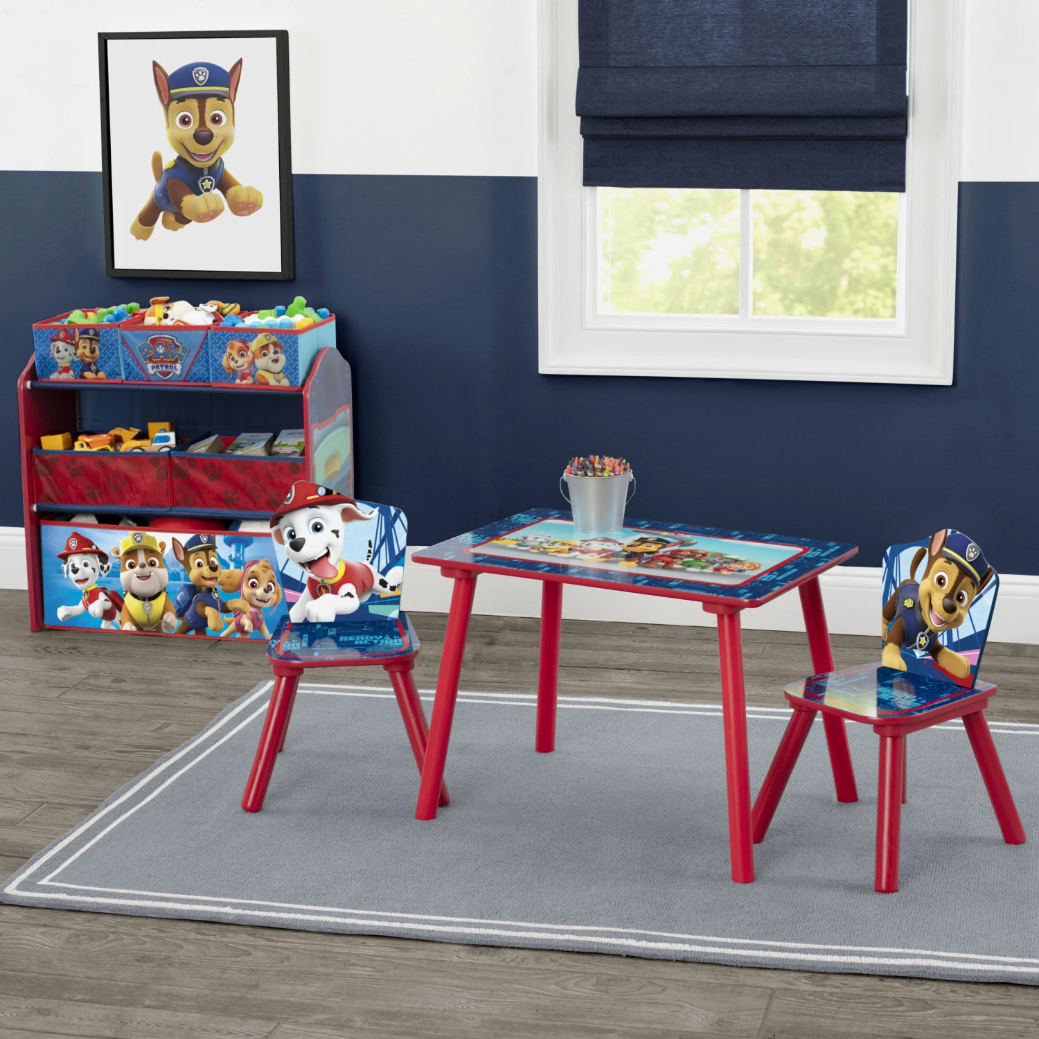 Delta Children Nick Jr. PAW Patrol 4-Piece Playroom Solution– Set Includes Table And 2 Chairs And 6-Bin Toy Organizer 1 Delta Children Nick Jr. PAW Patrol 4-Piece Playroom Solution– Set Includes Table And 2 Chairs And 6-Bin Toy Organizer